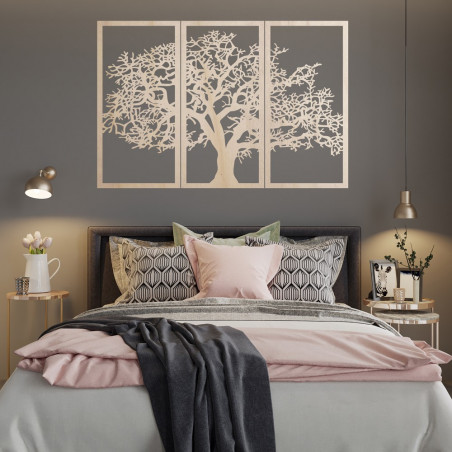 Drevený nástenný obraz Strom života: Sada 3 panelov
