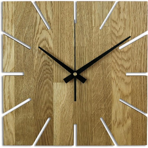 Drevené hodiny na stenu z dubového dreva - Štvorec