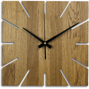 Wooden clock on the wall with oak wood - square I SENTOP...