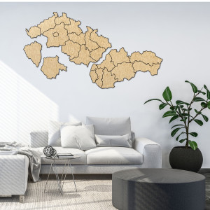 Drevená mapa Slovensko a Česko 2