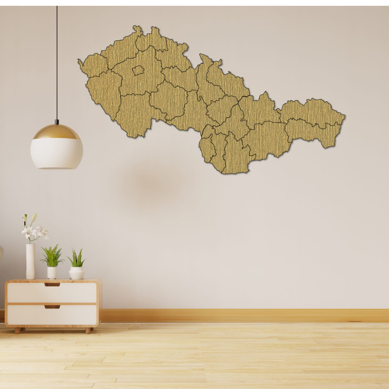 Drevená mapa Slovensko a Česko