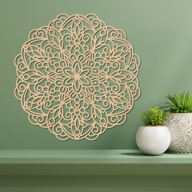Drevená mandala na stenu – ručne vyrezávaný obraz z dreva