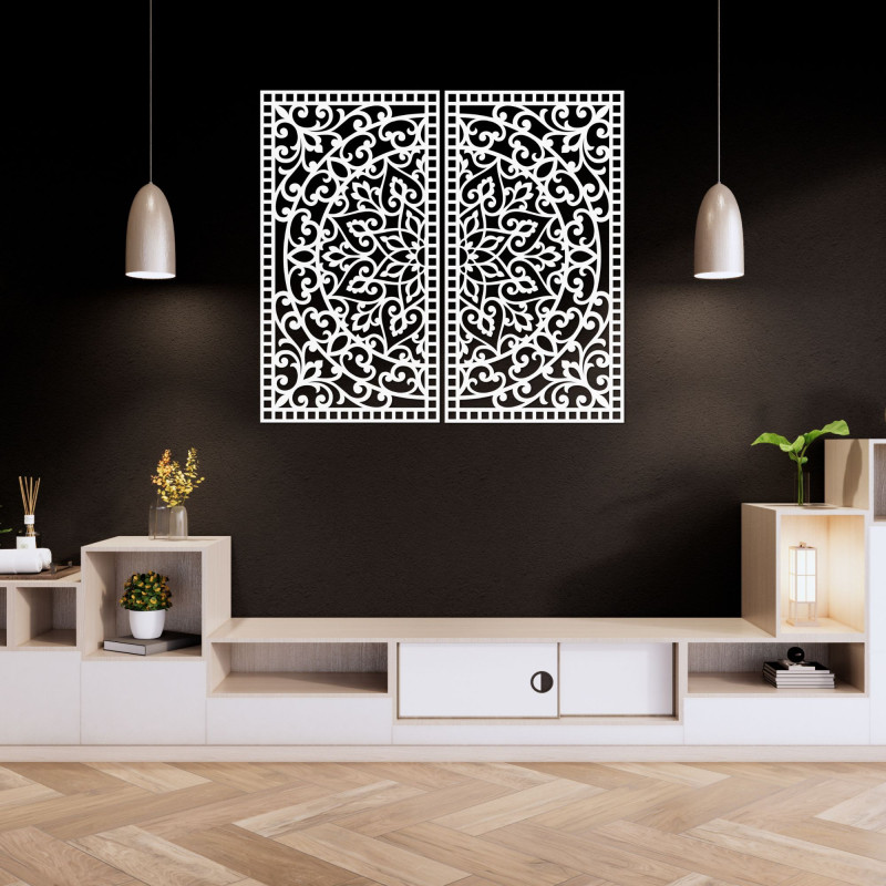 Nástenný set Mandala Ornament – Dekoratívny drevený obraz, 2 diely