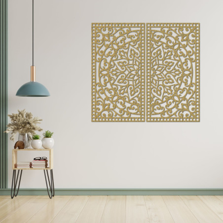 Nástenný set Mandala Ornament – Dekoratívny drevený obraz, 2 diely