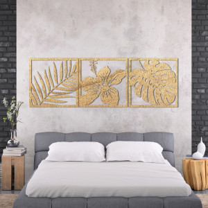 Obraz list monstery, kvet ibištek, palmový list - NARUTAL 2