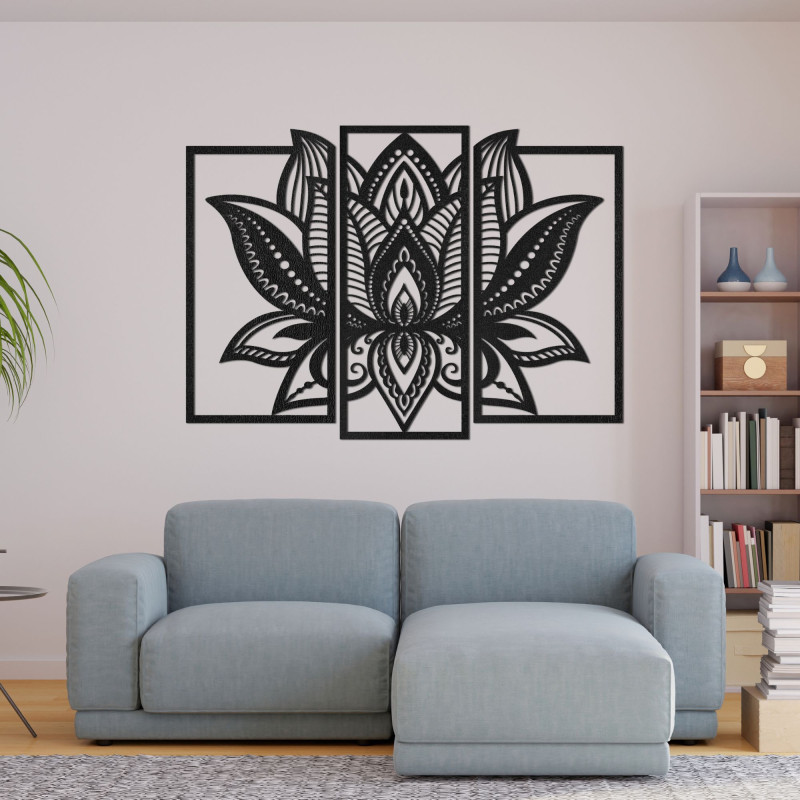 Viacdielna dekorácia na stenu Lotosový kvet -...