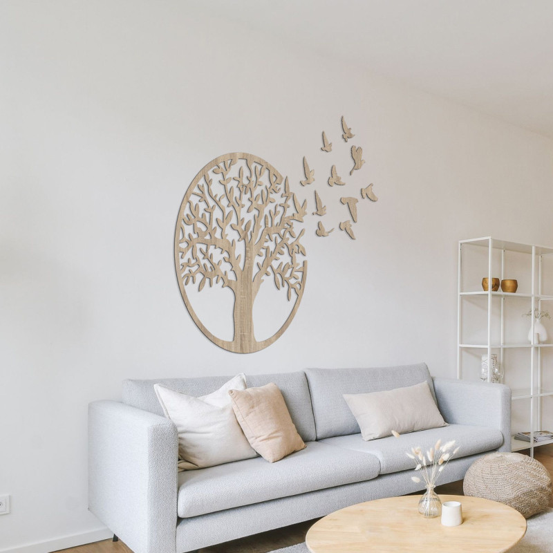 Drevený nástenný obraz Strom života: Rustikálny bytový dekoračný panel