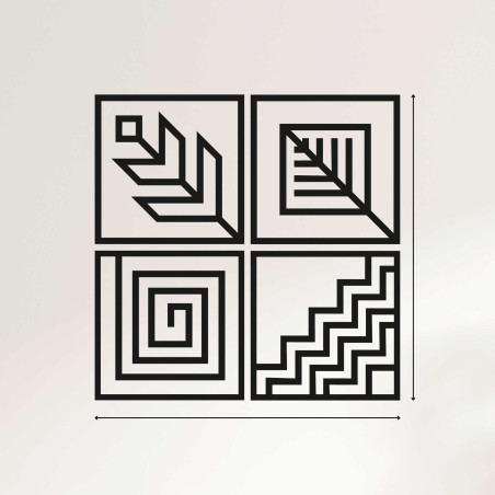 Drevený Obraz na stenu 4 diely geometria