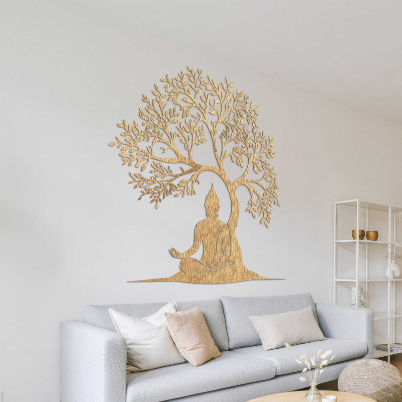 Drevená dekorácia Budha a strom života - MEARNE