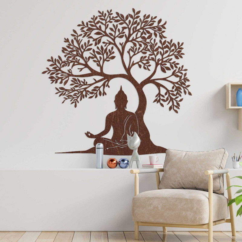 Drevená dekorácia Budha a strom života - MEARNE