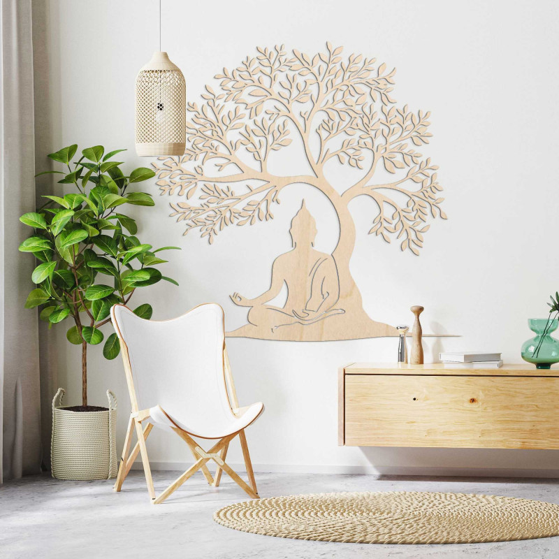 Drevená dekorácia Budha a strom života - MEARNE