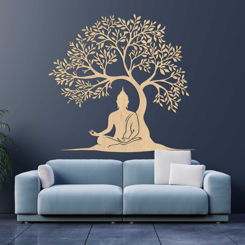 Drevený obraz strom života a Budha - MOTERO