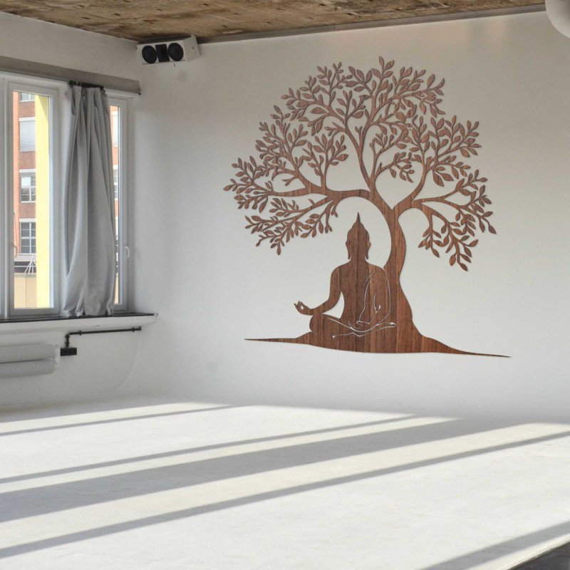 Drevený obraz strom života a Budha - MOTERO