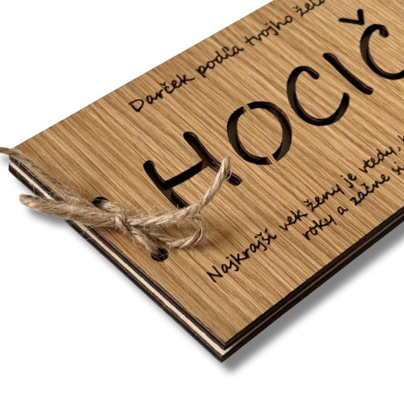 Drevená obálka na peniaze - HOCIČO 20 x 10 cm