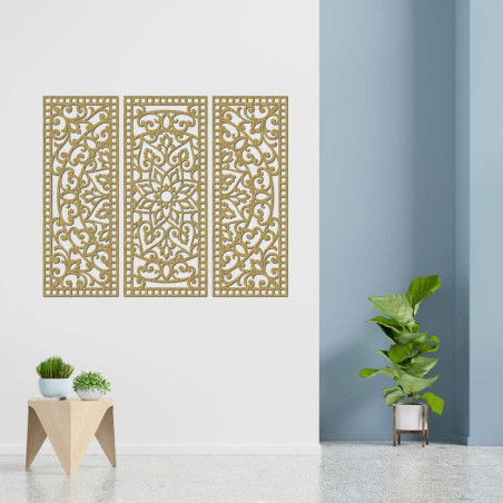 Nástenná dekorácia trojdielny panel mandala - AURELIA