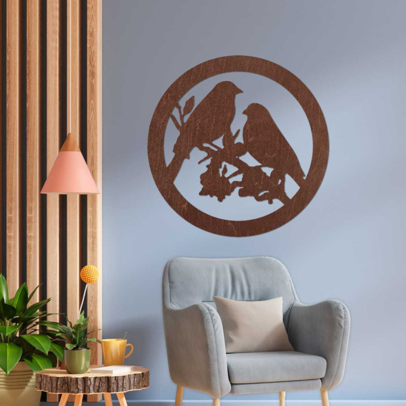 Drevený obraz na stenu vtáky na konári