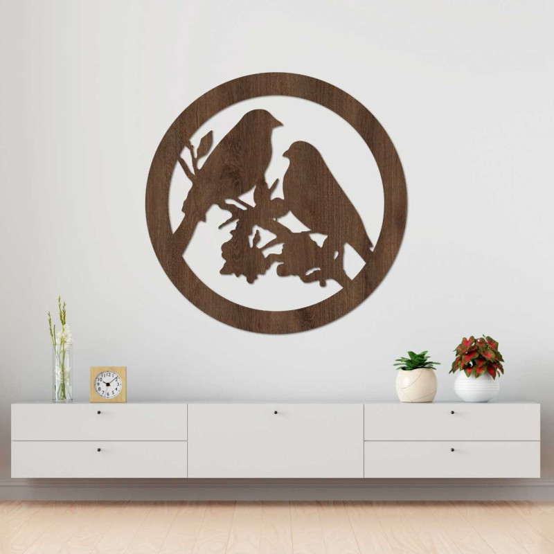 Drevený obraz na stenu vtáky na konáre - AVIAN