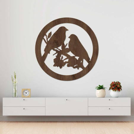 Drevený obraz na stenu vtáky na konáre - AVIAN