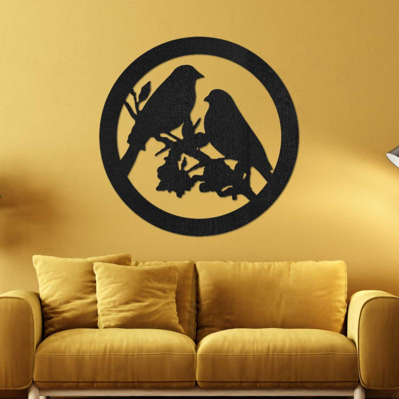 Drevený obraz na stenu vtáky na konáre - AVIAN