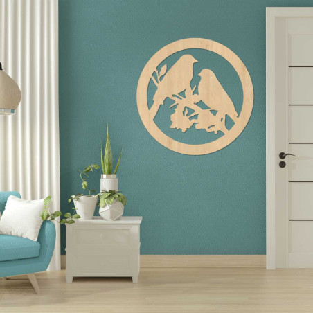 Drevený obraz na stenu vtáky na konáre - AVIAN