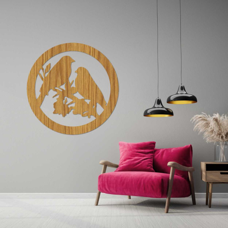 Drevený obraz na stenu vtáky na konáre - AVIAN