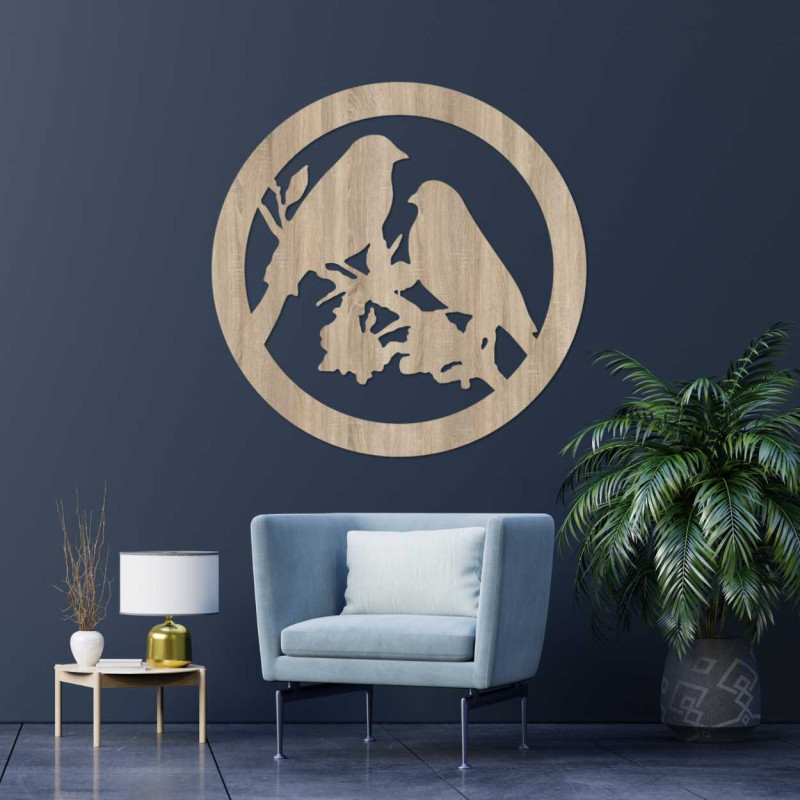 Drevený obraz na stenu vtáky na konáre - AVIAN