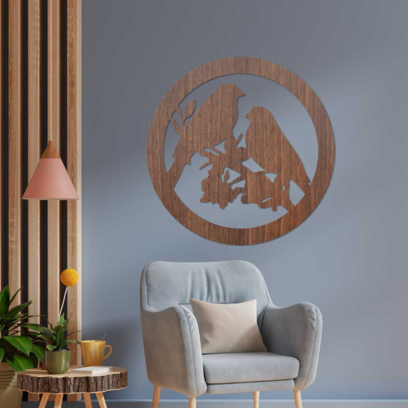 Drevený obraz na stenu vtáky na konáre - AVIAN