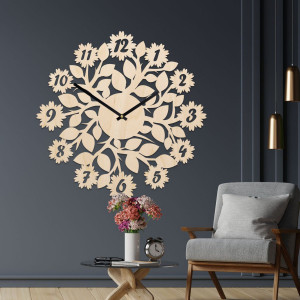 štýlové hodiny s číslami, kvety