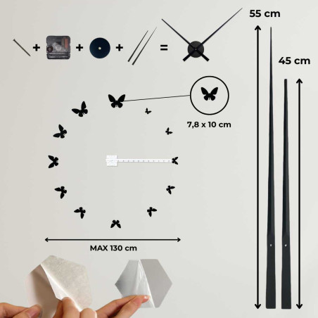 Obrázok pomáha odhadnúť veľkosť hodinového mechanizmu, dĺžku ručičiek a priemer celej dekorácie.