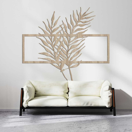 Drevený obraz s minimalistickými listami v ráme - PAPRADE