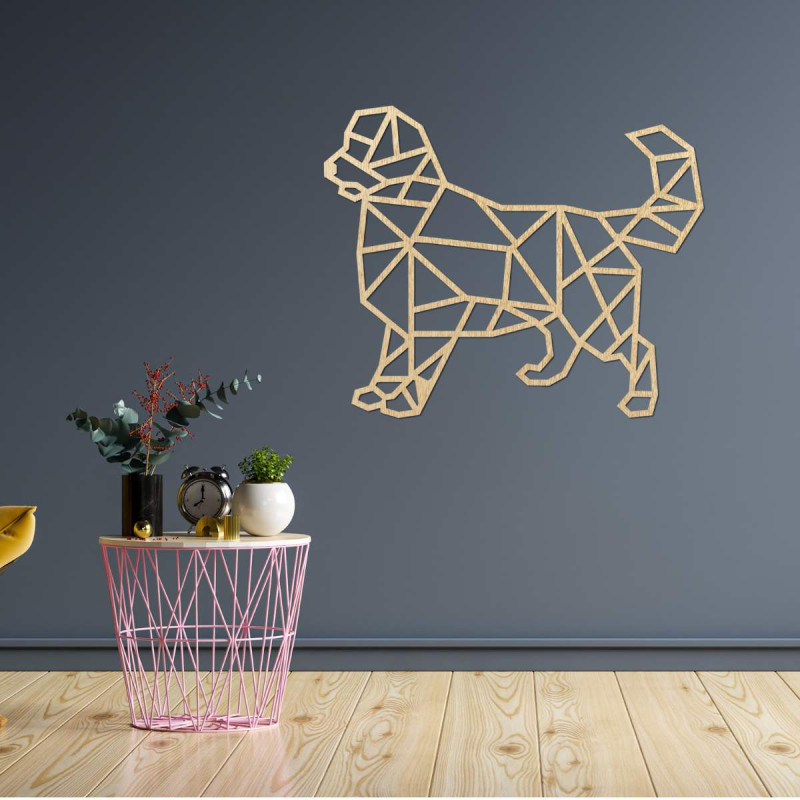 Vyrezávaný geometrický obraz na stenu pes - HAFFO