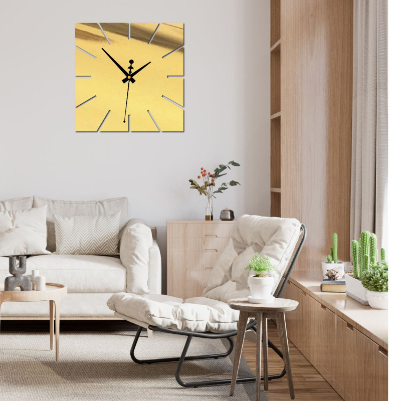 Čierne nástenné hodiny bez číslic s moderným dizajnom