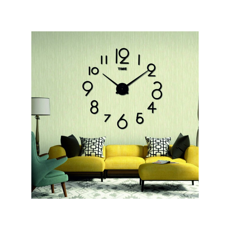 Large wall clock fall. Gold mirror clock, yellow.