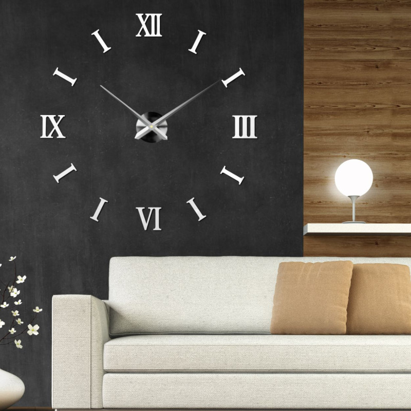 Biele Samolepiace hodiny s efektom 3D, ktoré si nainštalujete bez náradia či vŕtania.