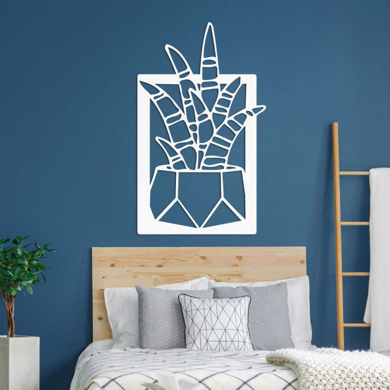 Dizajnový drevený set obrazov s kaktusmi v geometrických kvetináčoch