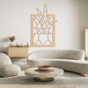 Drevená nástenná dekorácia so štyrmi motívmi sukulentov a kaktusov v kvetináčoch 2