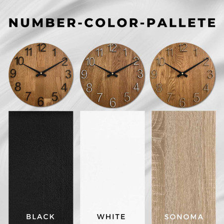 Záber na hodinový ciferník vyrobený z dreva s čistým a jednoduchým vzhľadom.