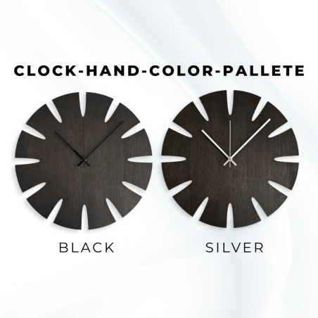 Veľké drevené hodiny s jednoduchým ciferníkom určené pre moderný interiér.