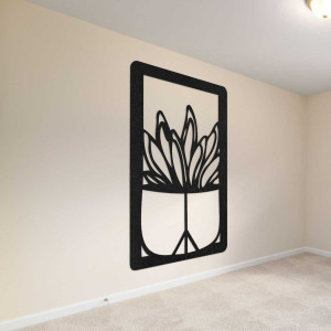 Veľká drevená dekorácia na stenu s prírodným motívom kaktusu