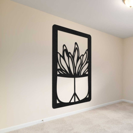 Veľká drevená dekorácia na stenu s prírodným motívom kaktusu