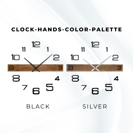 Dizajnové drevené nástenné hodiny s tmavými ručičkami a oddelenými, veľkými číslicami.