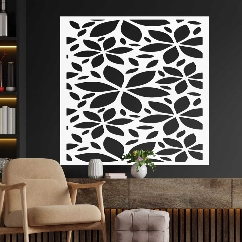 Drevený dekorácia na stenu kvety štvorec- SAJFO