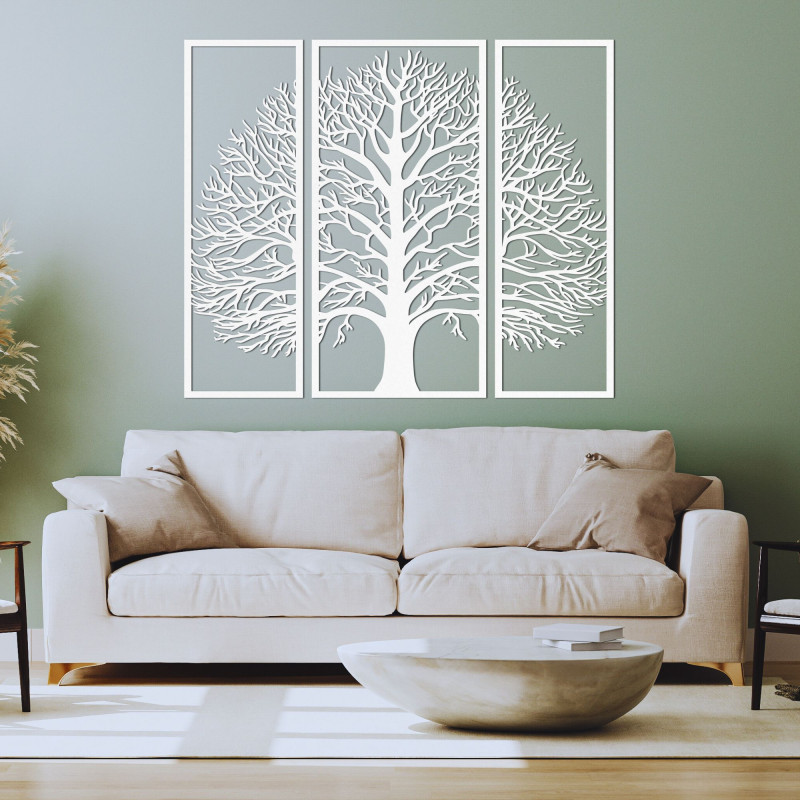 Nástenná dekorácia Strom života: prírodný dizajn v troch častiach