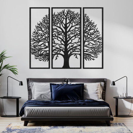 Strom života – moderná drevená 3-panelová nástenná ozdoba