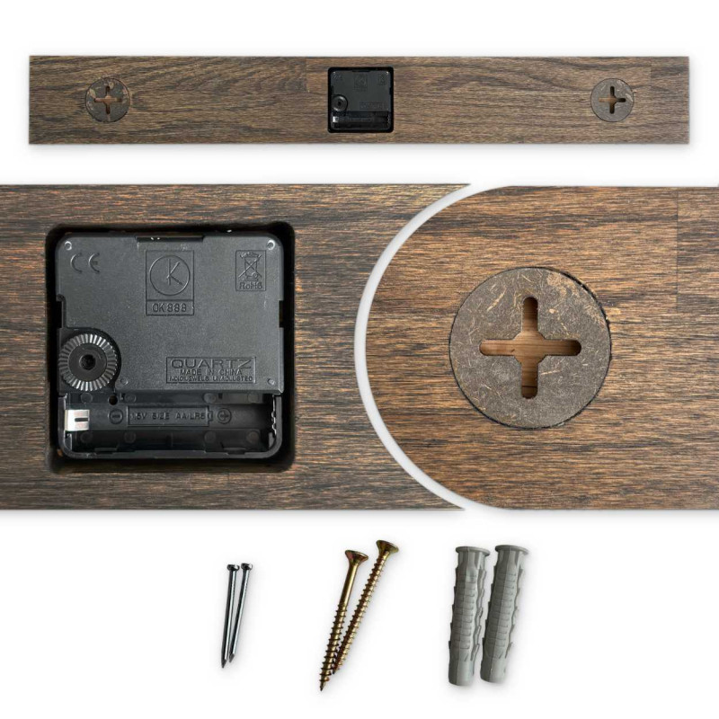 Ručne vyrobené vodorovné dubové nástenné hodiny...