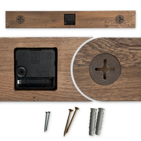 Rustic oak wall clock with numerals – minimalist Scandinavian wooden decor.