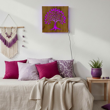 Podsvietený drevený obraz „Strom života“  LED nástenná dekorácia