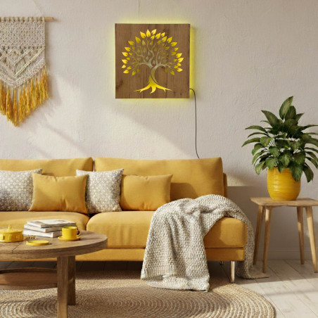 Podsvietený drevený obraz „Strom života“  LED nástenná dekorácia