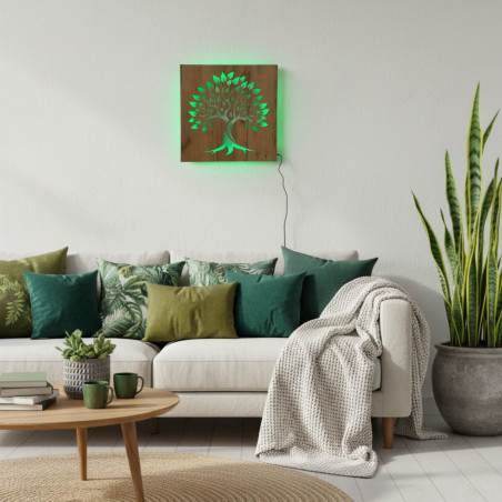 LED svetelný obraz strom života – drevená dekorácia s RGB LED podsvietením, n
