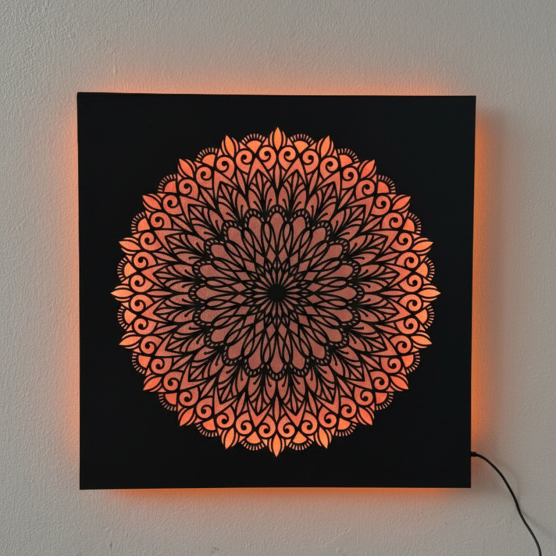 LED drevený obraz Mandala – podsvietená mandala